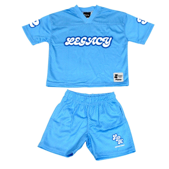  blue outfits for kids, kids blue clothing , blue kids shorts, mesh sets for kids, kids streetwear